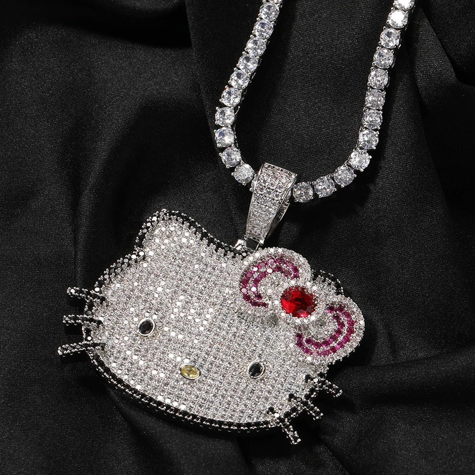 Iced Out Kitty Necklace