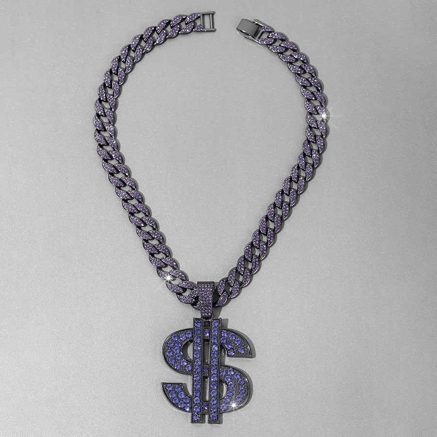 Purple Dollar Sign + Cuban Chain