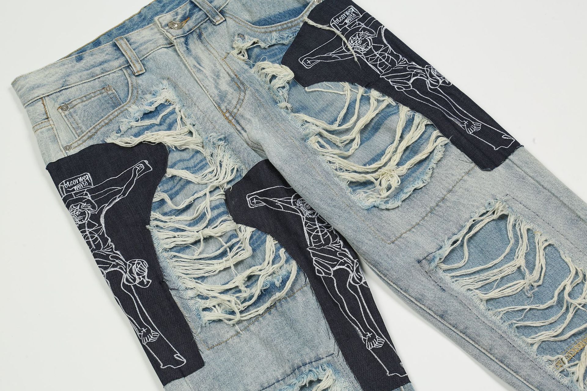 Ripped Jesus Patchwork Jeans