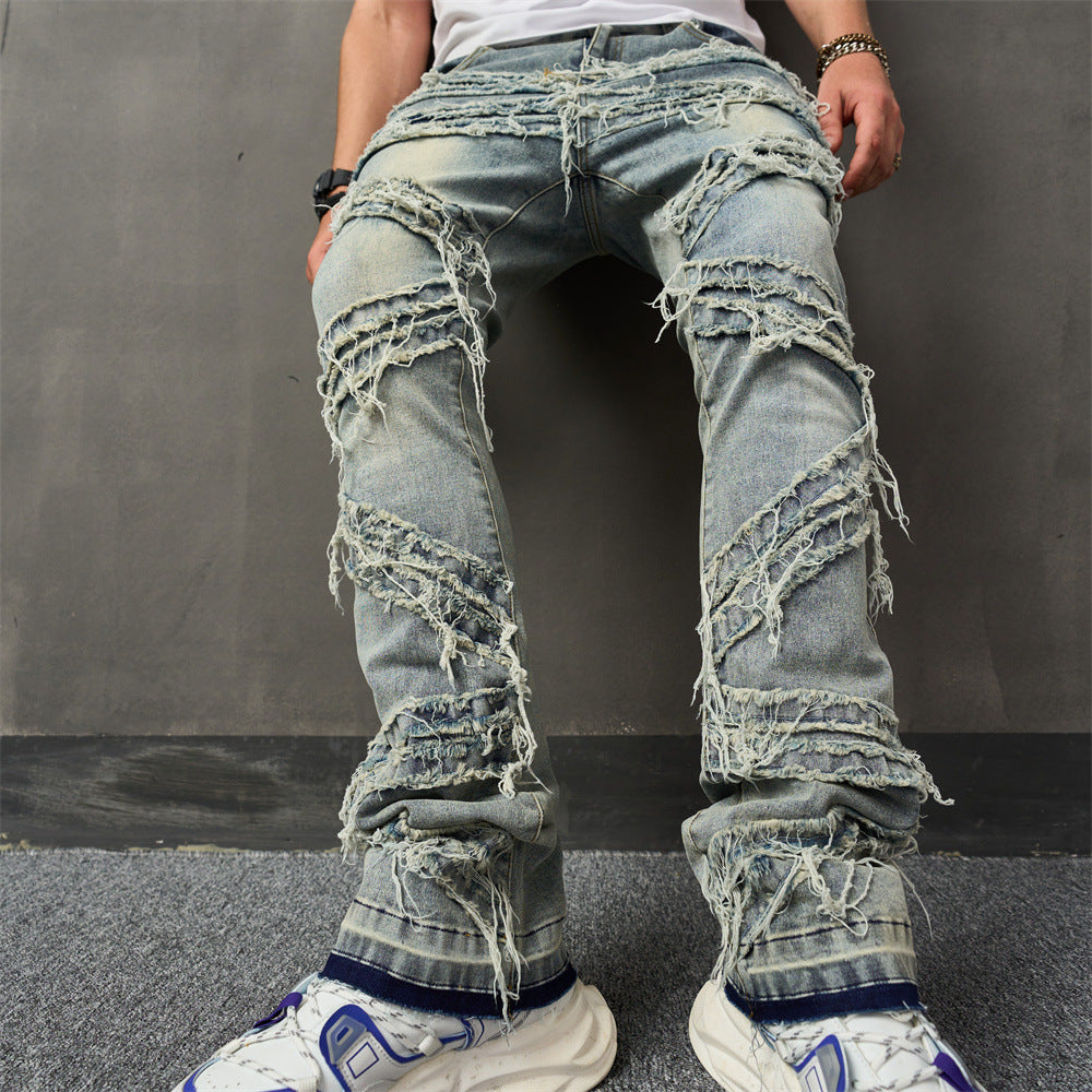 Distressed Stacked Biker Jeans