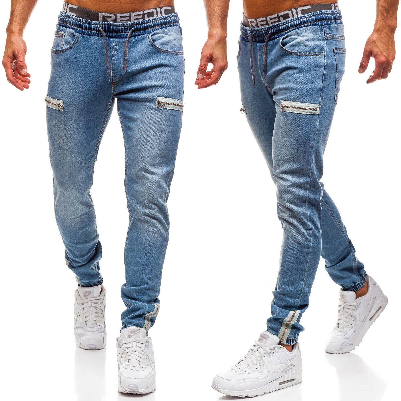 Frosted Zipper Design Casual Jeans