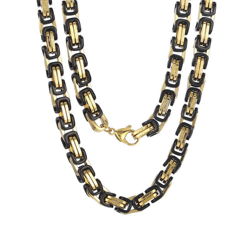 8mm Gold & Black Byzantine Chain