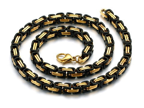 8 mm byzantinische Kette in Gold und Schwarz