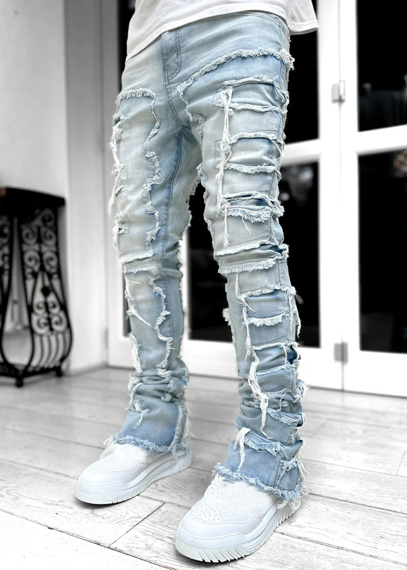 Laser Stacked Denim Jeans