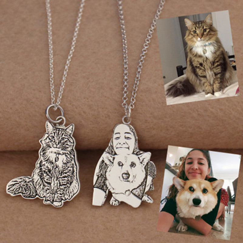 3D Laser Engraved Custom Photo Pet Memorial Pendant