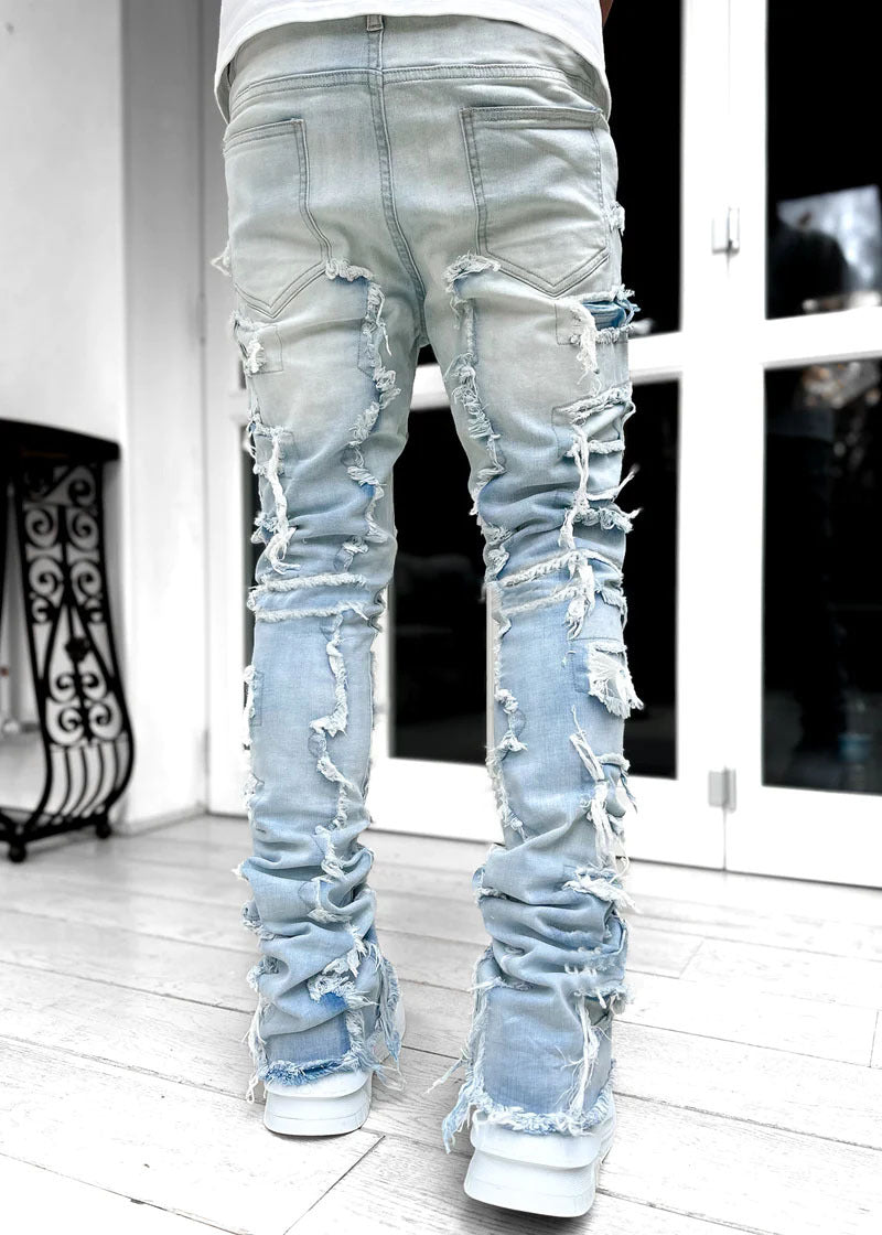 Laser Stacked Denim Jeans