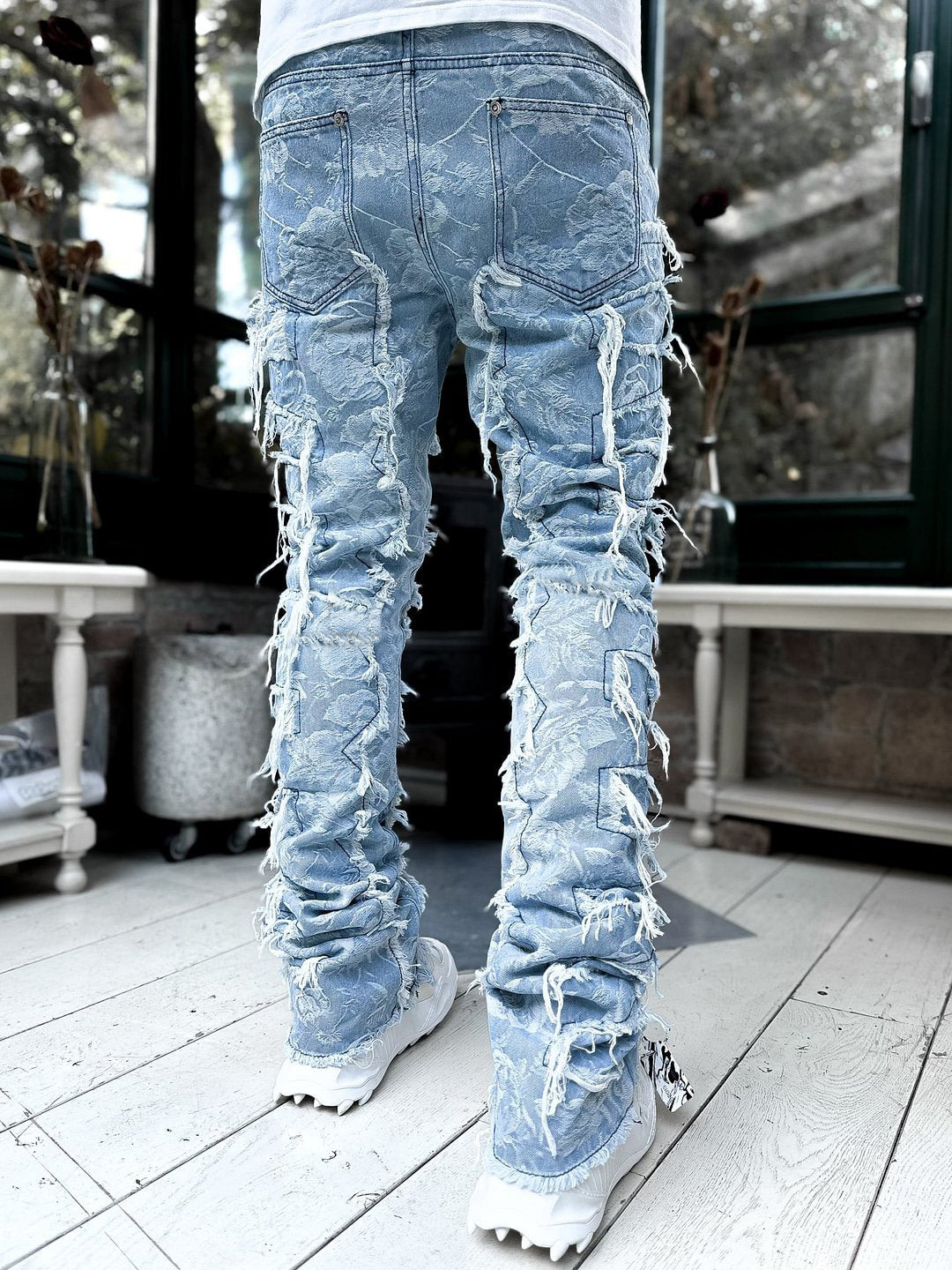 Laser Stacked Denim Jeans