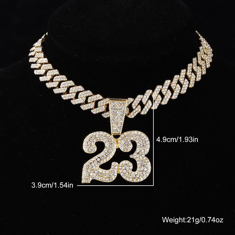 Jordan 23 Iced Out Cuban Pendant Necklace