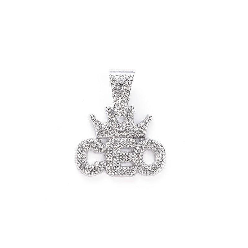 Crowned CEO Iced Out Pendant Necklace