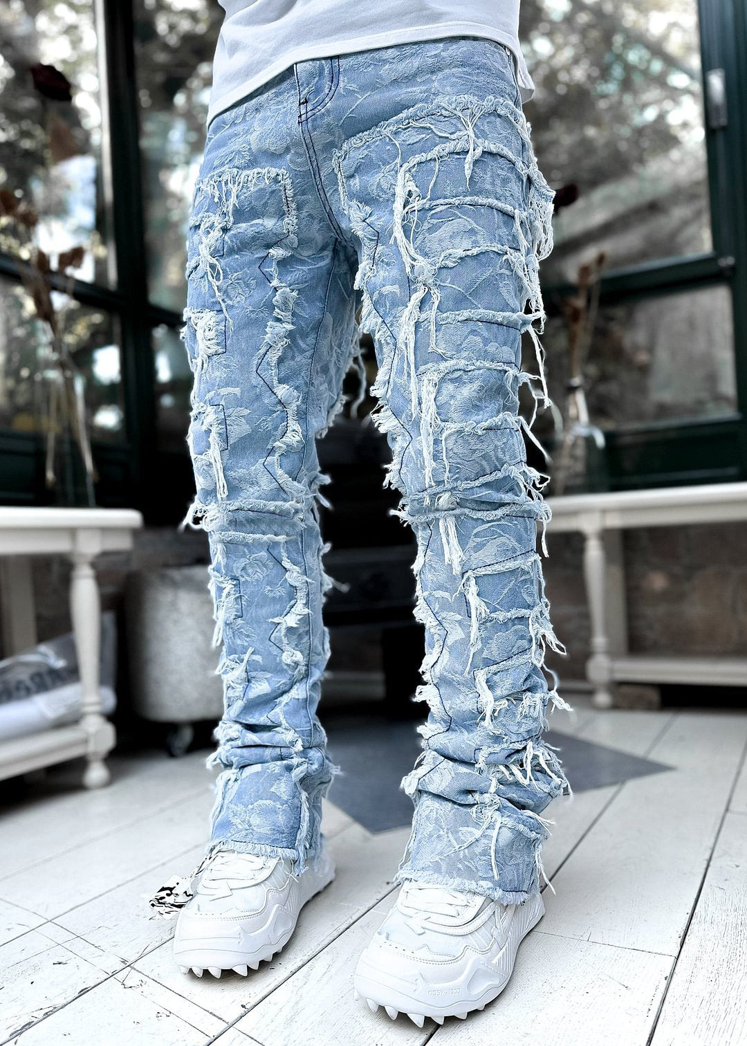 Laser Stacked Denim Jeans