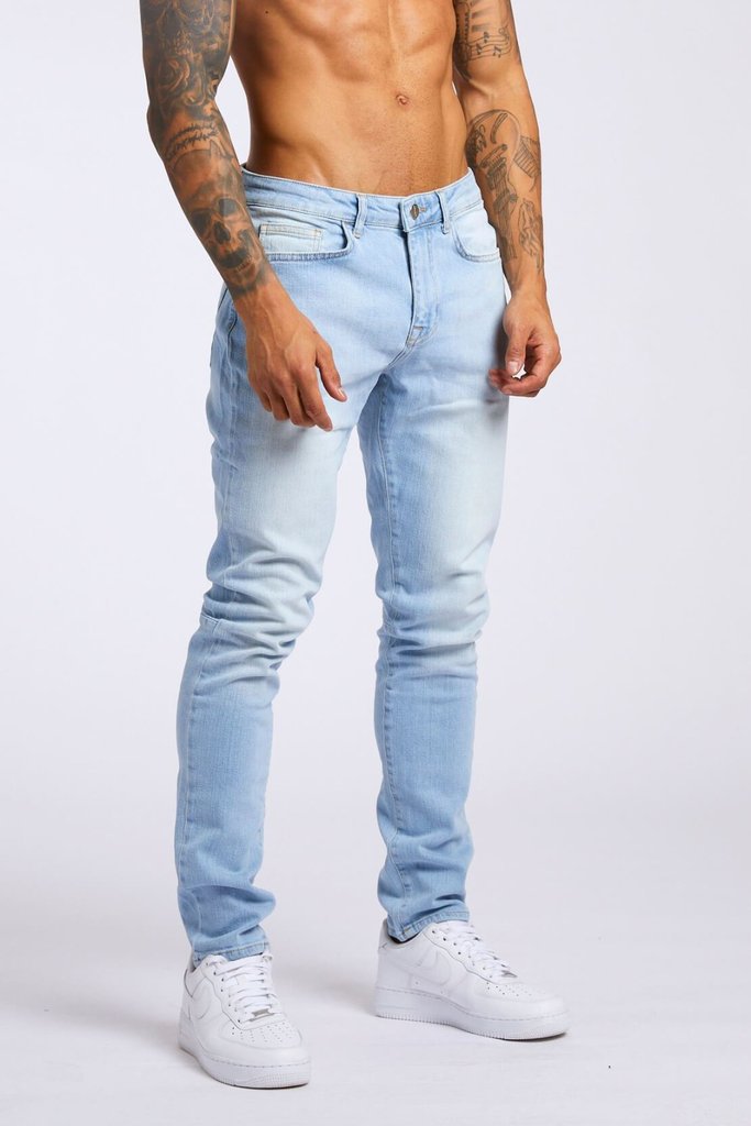 Mr. Worldwide – Schmal geschnittene Jeans aus Denim mit hoher Taille