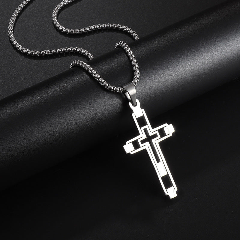 Stainless Steel Hollow Cross Pendant Necklace