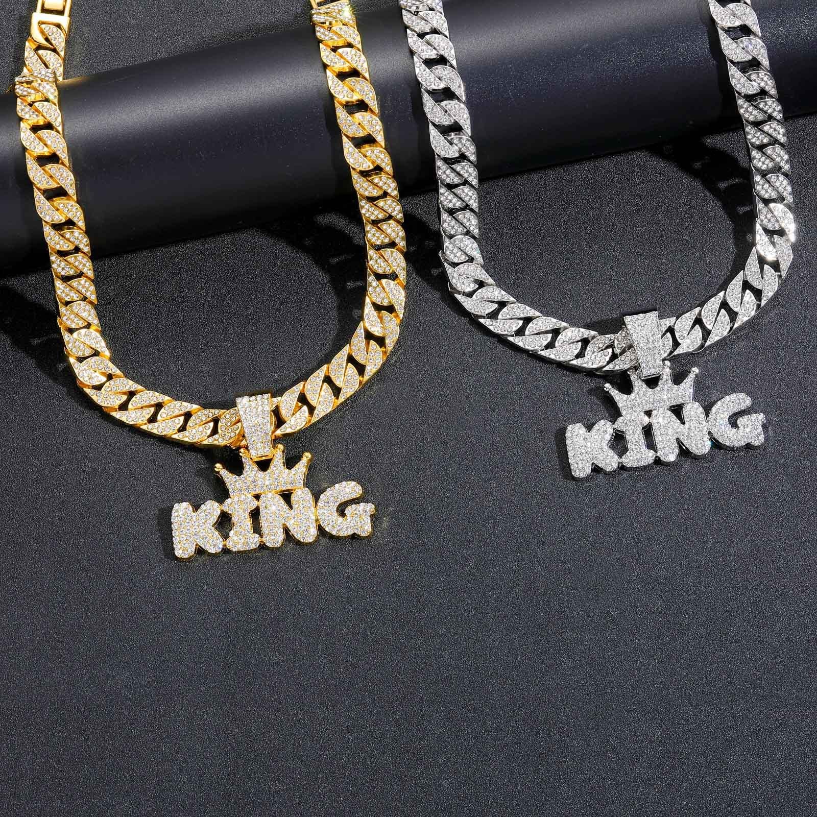 Crowned King Iced Out Cuban Pendant Necklace