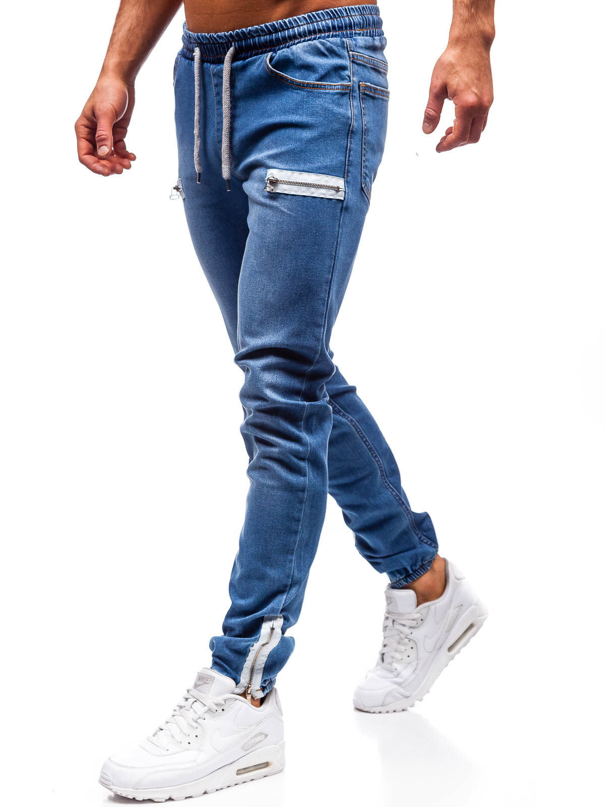 Frosted Zipper Design Casual Jeans