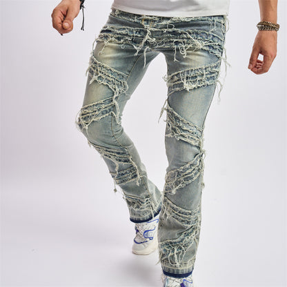 Distressed Stacked Biker Jeans