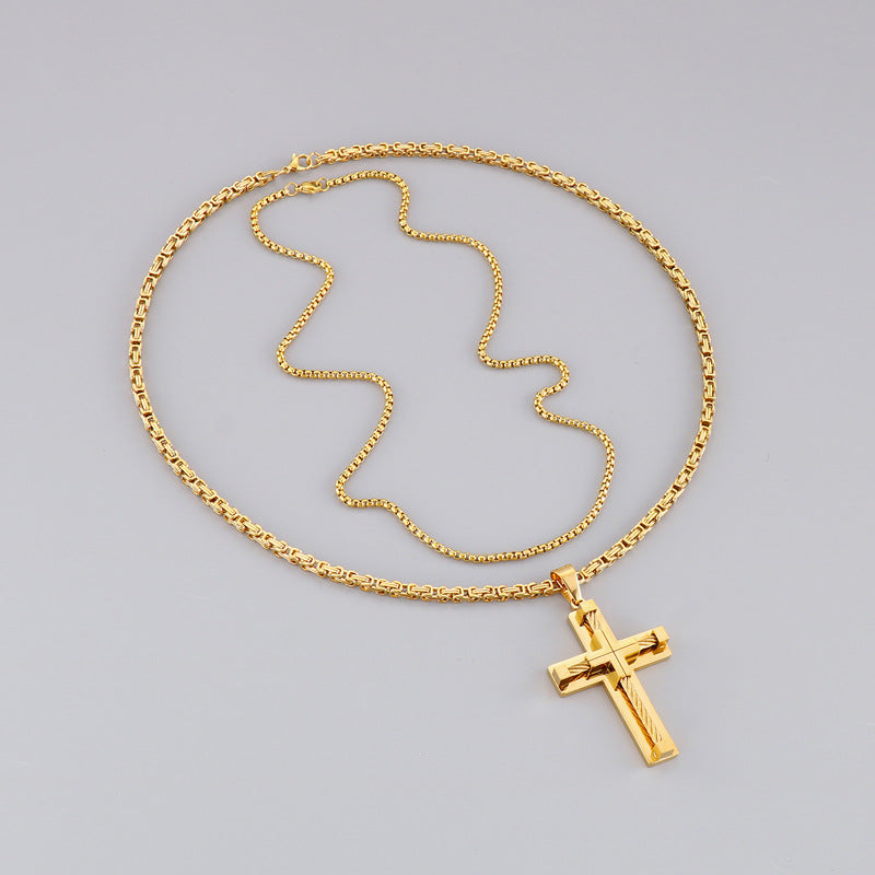 Stainless Steel Cable Cross Necklace