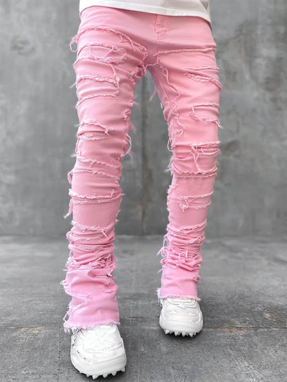 Laser Stacked Denim Jeans