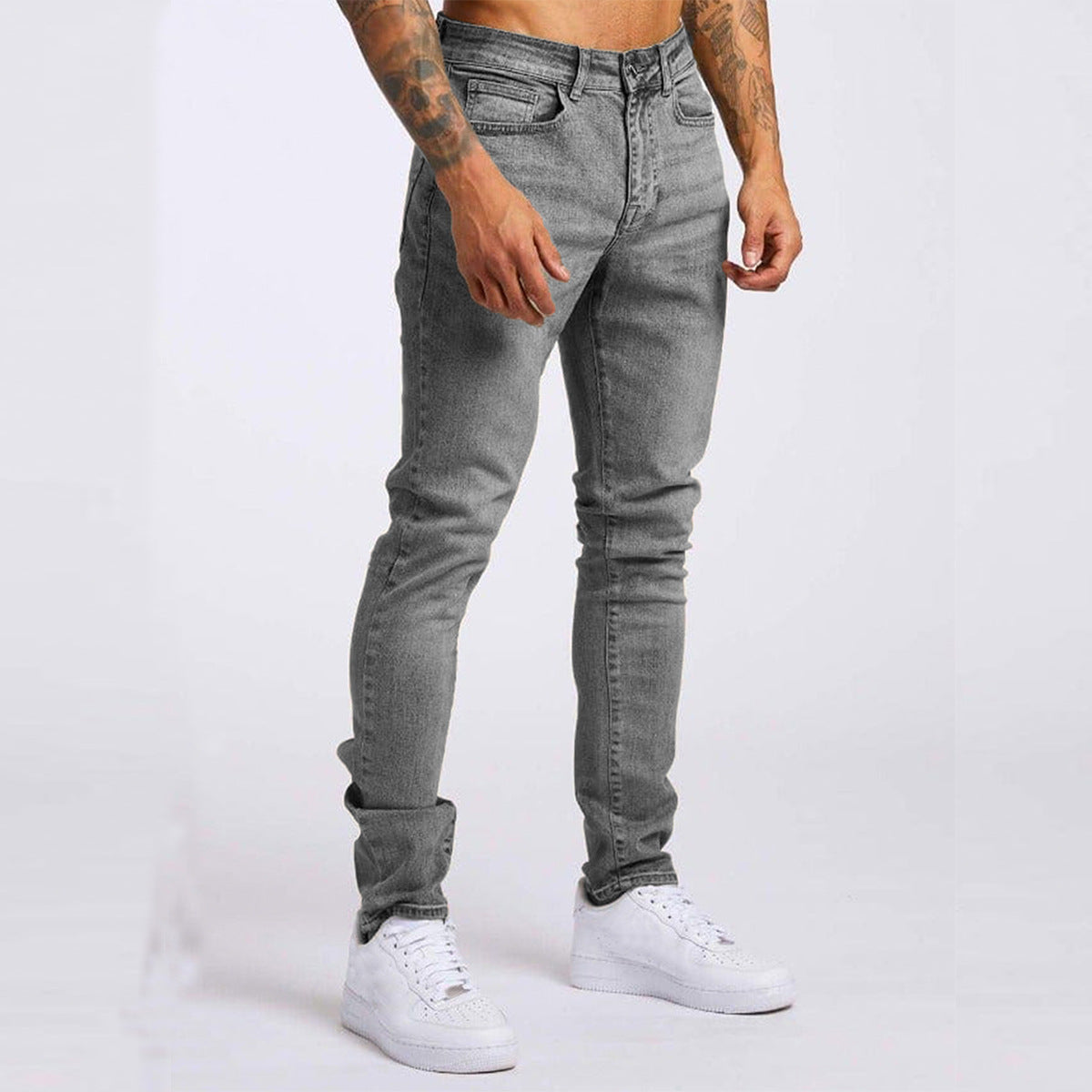 Mr. Worldwide – Schmal geschnittene Jeans aus Denim mit hoher Taille