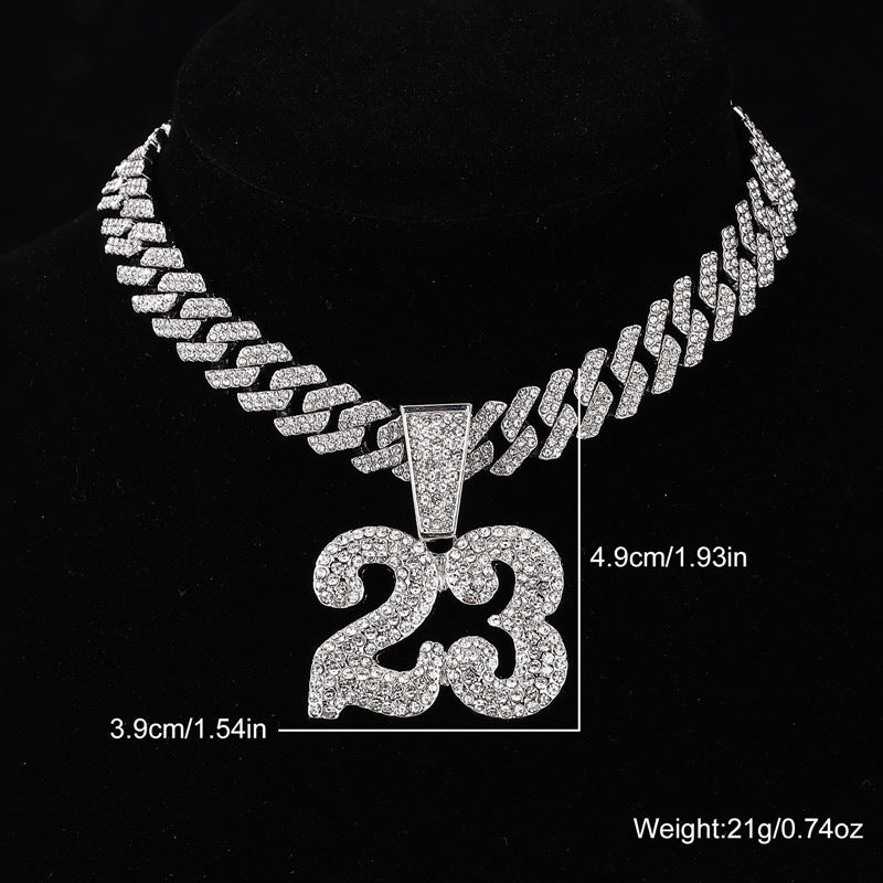 Jordan 23 Iced Out Cuban Pendant Necklace