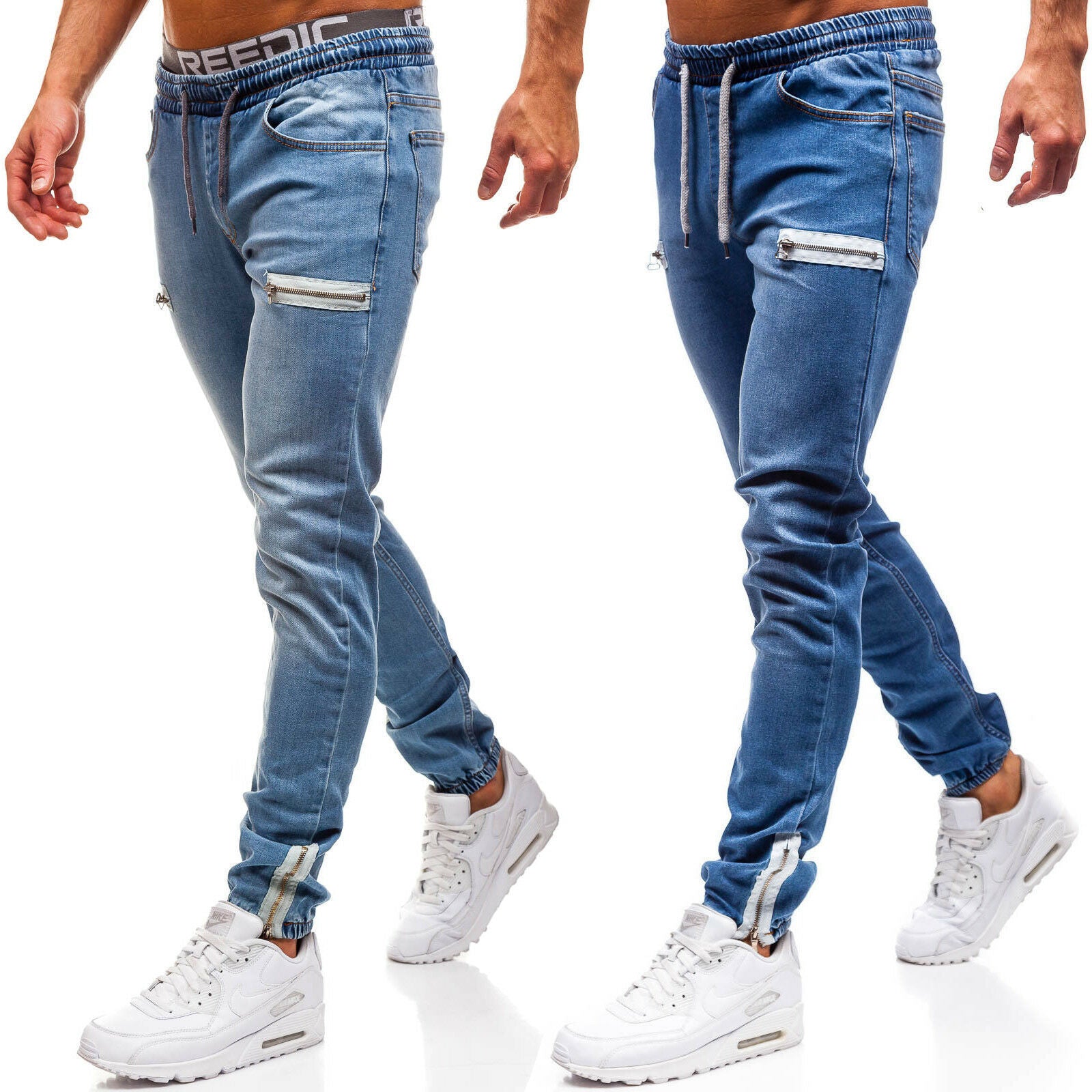 Frosted Zipper Design Casual Jeans