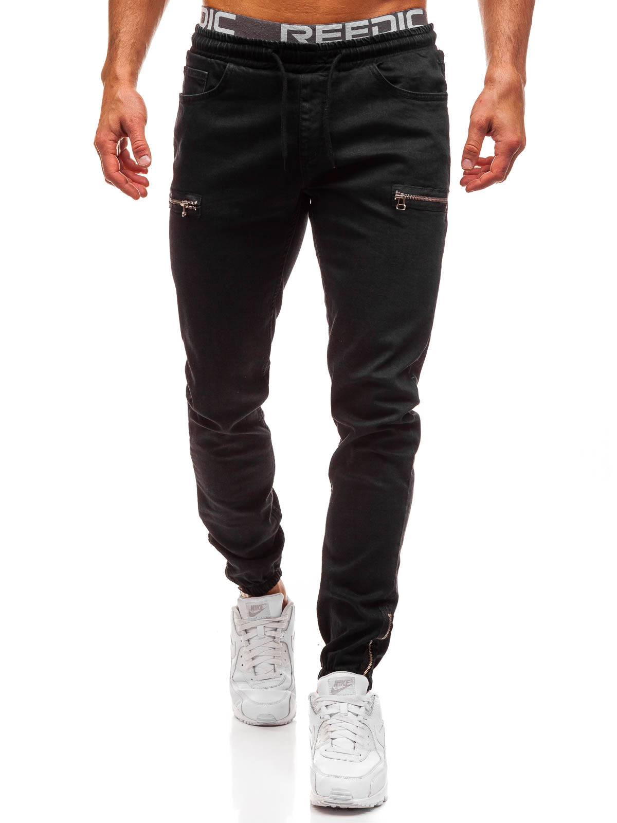 Frosted Zipper Design Casual Jeans