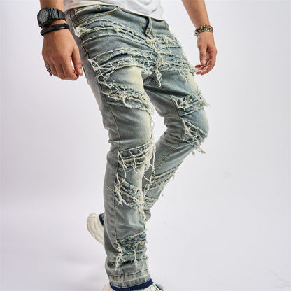 Distressed Stacked Biker Jeans