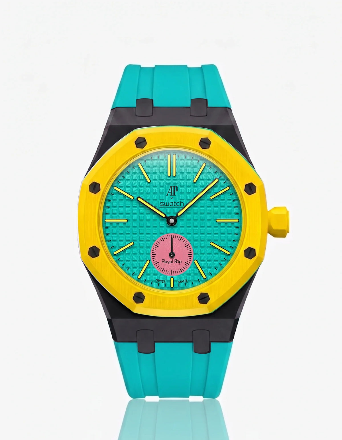 combo::black::rubber-strap-for-ap-x-swatch-royal-pop-turquoise