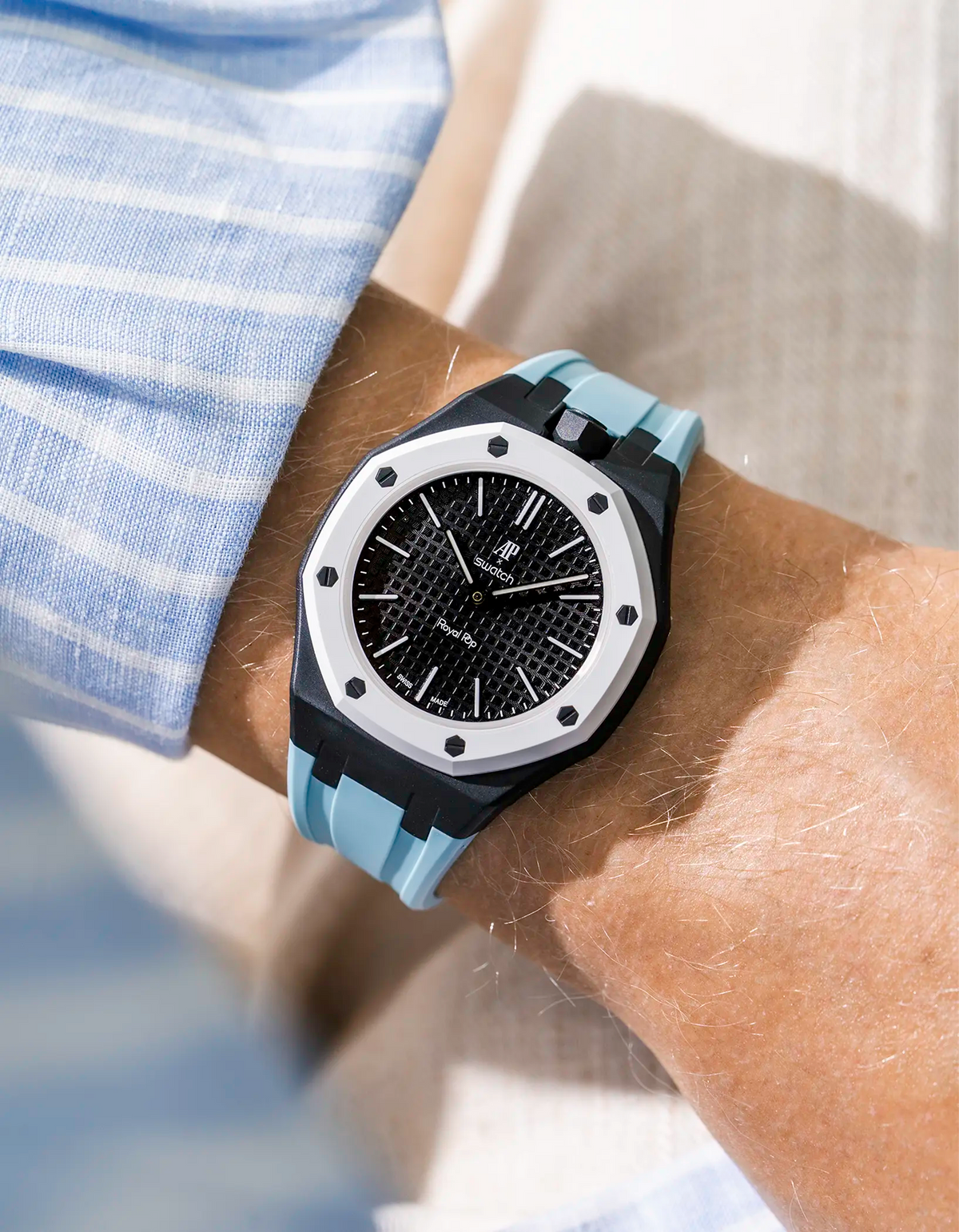 combo::black::rubber-strap-for-ap-x-swatch-royal-pop-light-blue