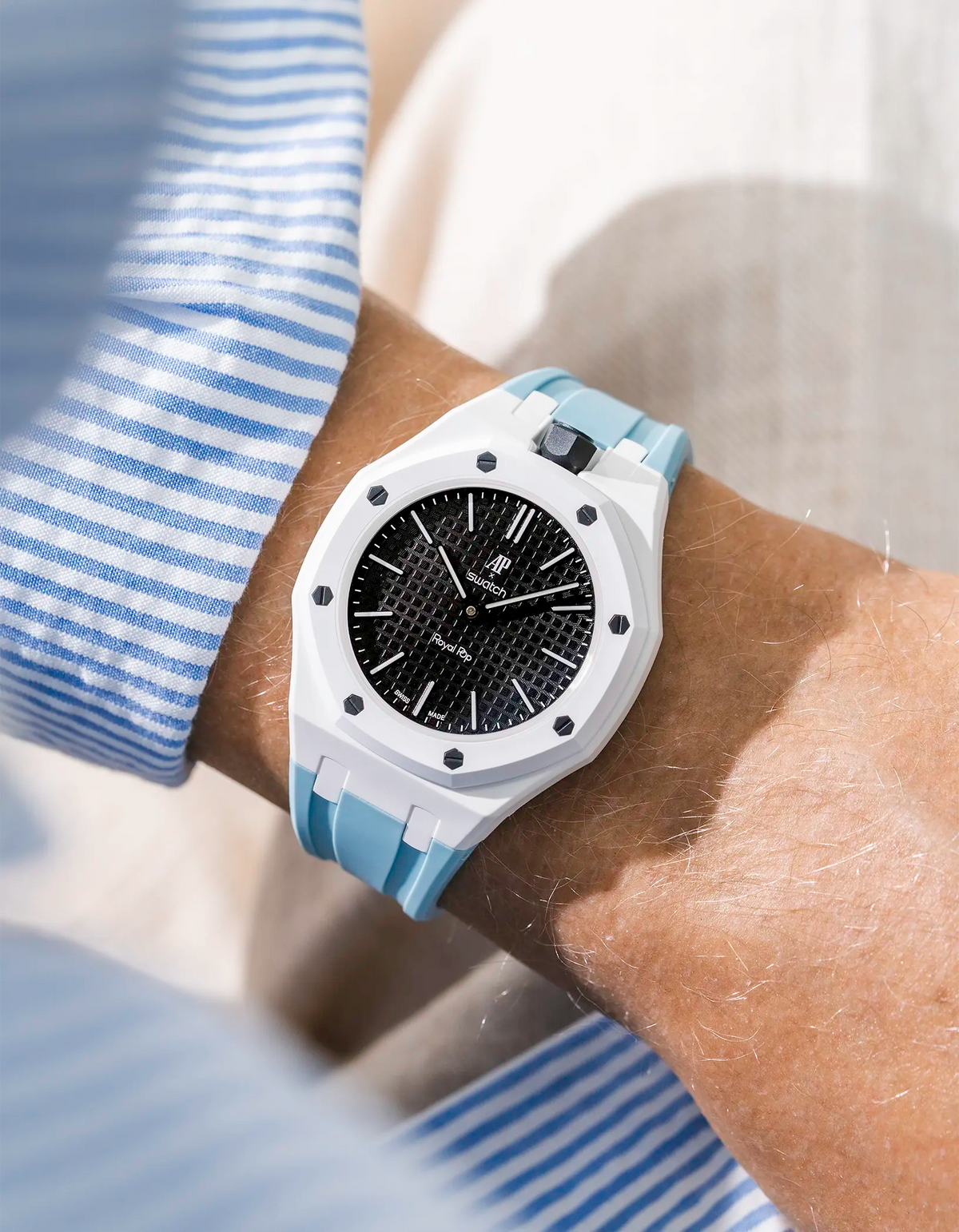 combo::white::rubber-strap-for-ap-x-swatch-royal-pop-light-blue
