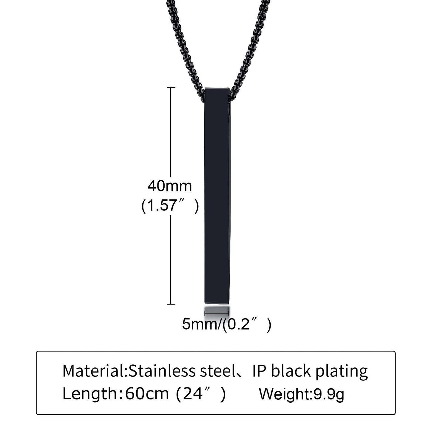 VVS Jewelry 5mm Men's Minimalist Box Pendant Chain