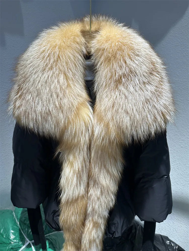 Real Fox Fur Collar with Knit Sleeve Jacket