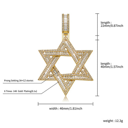 VVS Iced Out Jewish Star of David Pendant Necklace