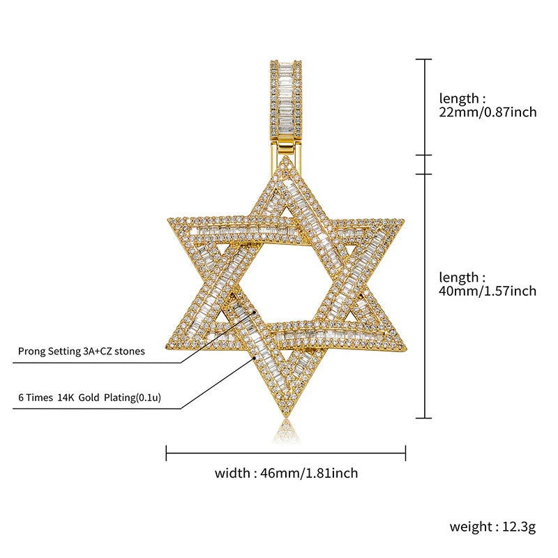 VVS Iced Out Jewish Star of David Pendant Necklace