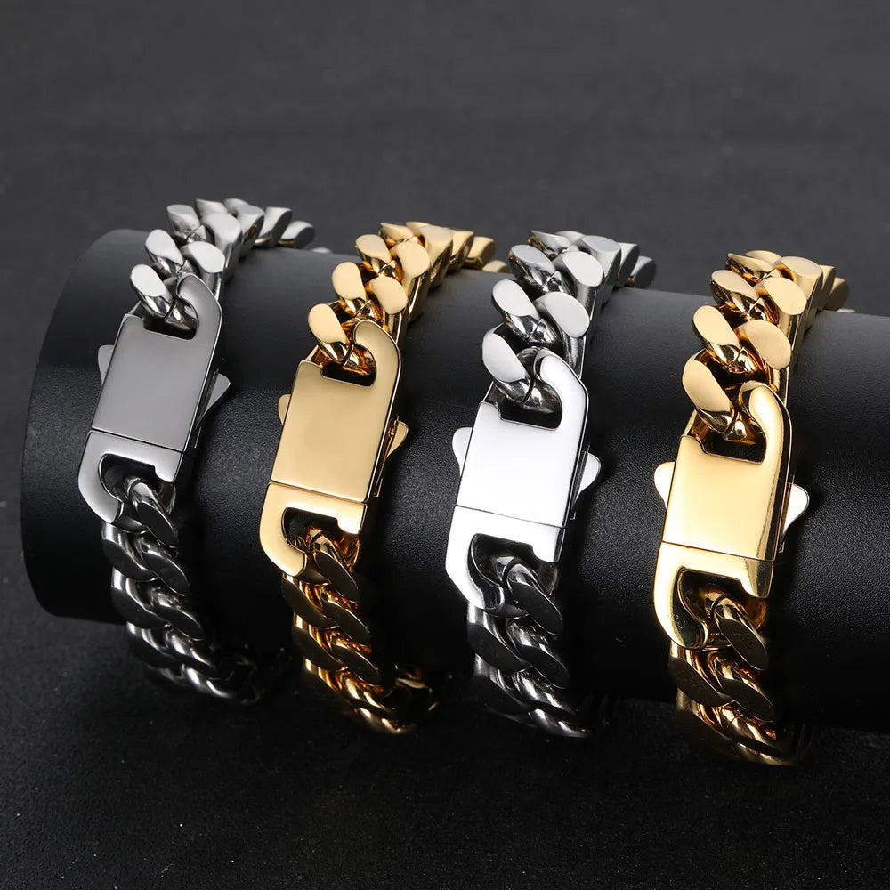 Gold Plated Stainless Steel Curb Cuban Link Chain or Bracelet - BOGO