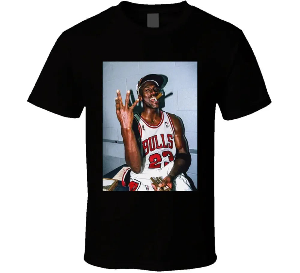 Michael Jordan Smoking Cigar Vintage Cotton Tee Graphic T-Shirt