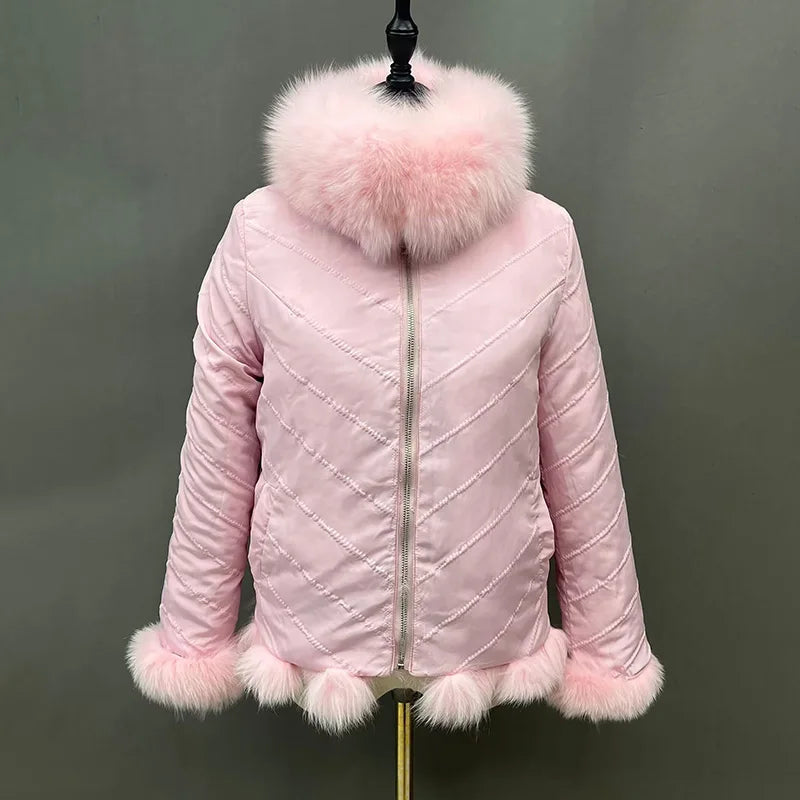 Reversible Real Fox Fur Elegance Jacket