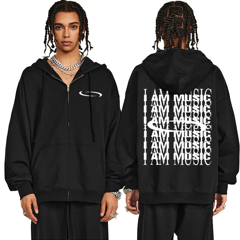 Playboi Carti Opium Graphic Zipper Hoodie - Zip-Up Fleece Cotton Graphic Hoodie