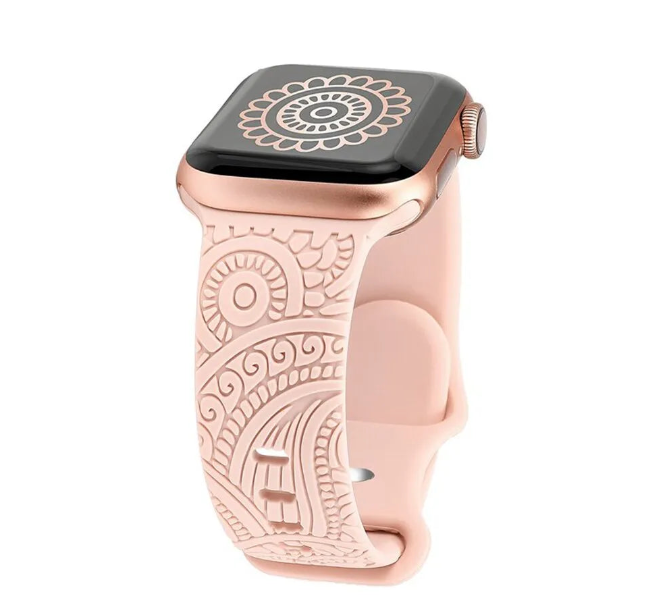 Hot Engraved Pattern Silicone Band For Apple Watch