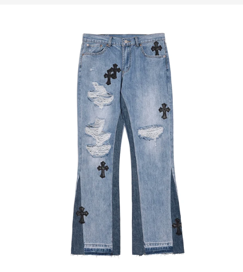 Cross Ripped Denim Jeans