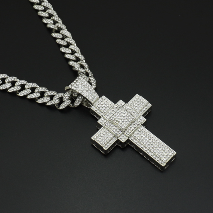 Fully Iced Classic Cross Pendant Necklace