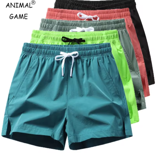 Herren Sommer Sport Jogginghose Lässige Leichte Shorts mit Taschen – Einfarbig Jogging &amp; Strandbekleidung