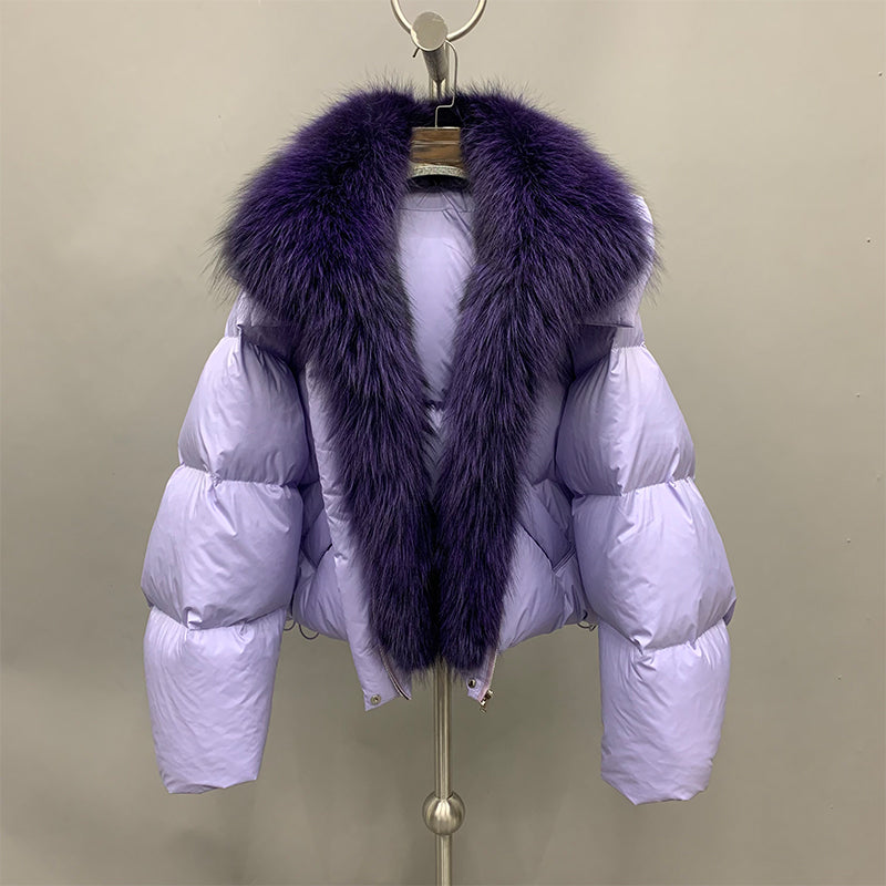 VVS Diana Real Fur-Trim Detachable Cropped Puffer Jacket