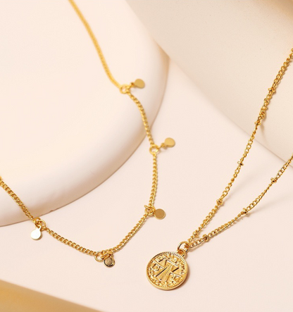 Arabic Pendant Layered Bead Necklace