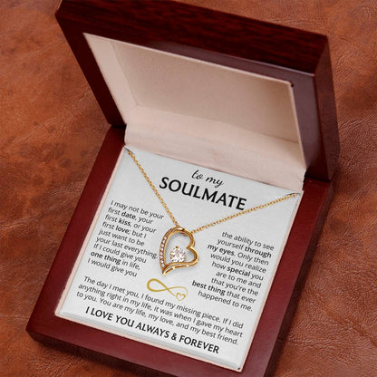 To My Soulmate (I Love You Always & Forever) Message Card Necklace