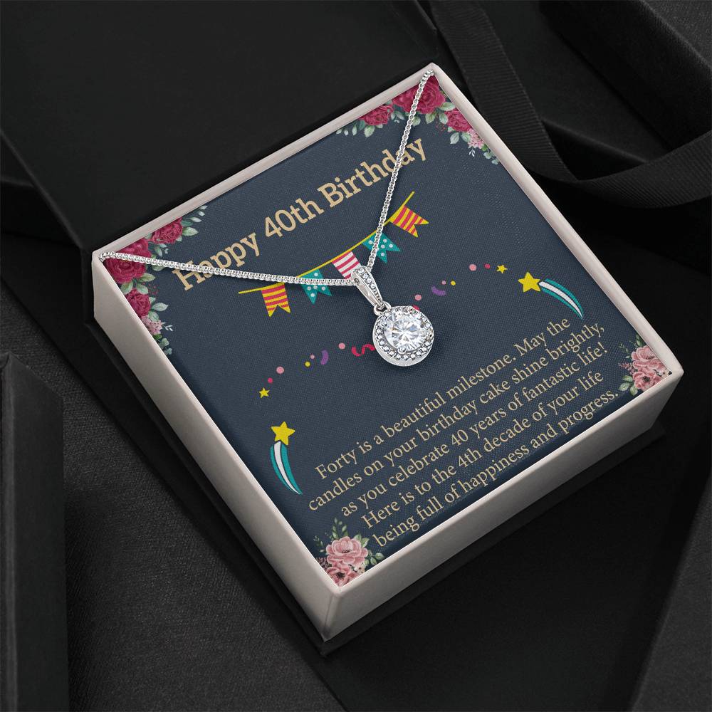 40th Birthday Message Card Necklace