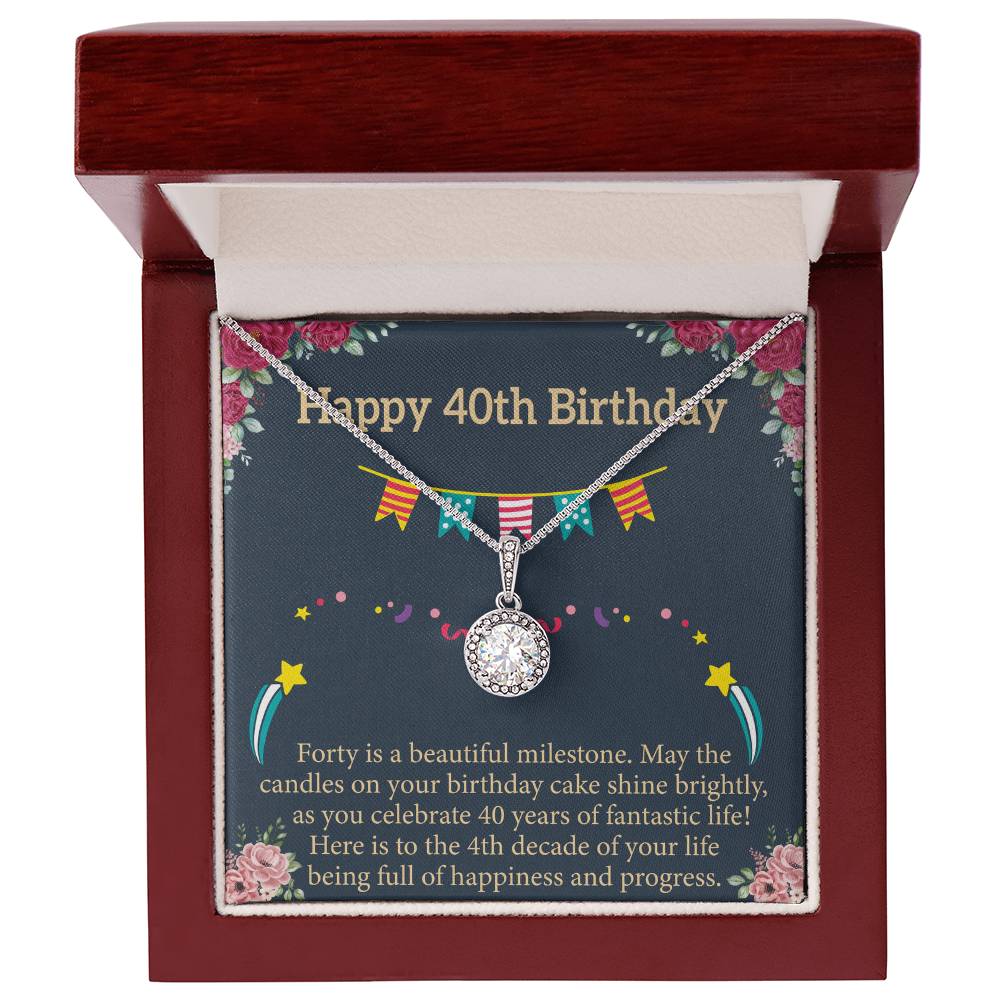 40th Birthday Message Card Necklace