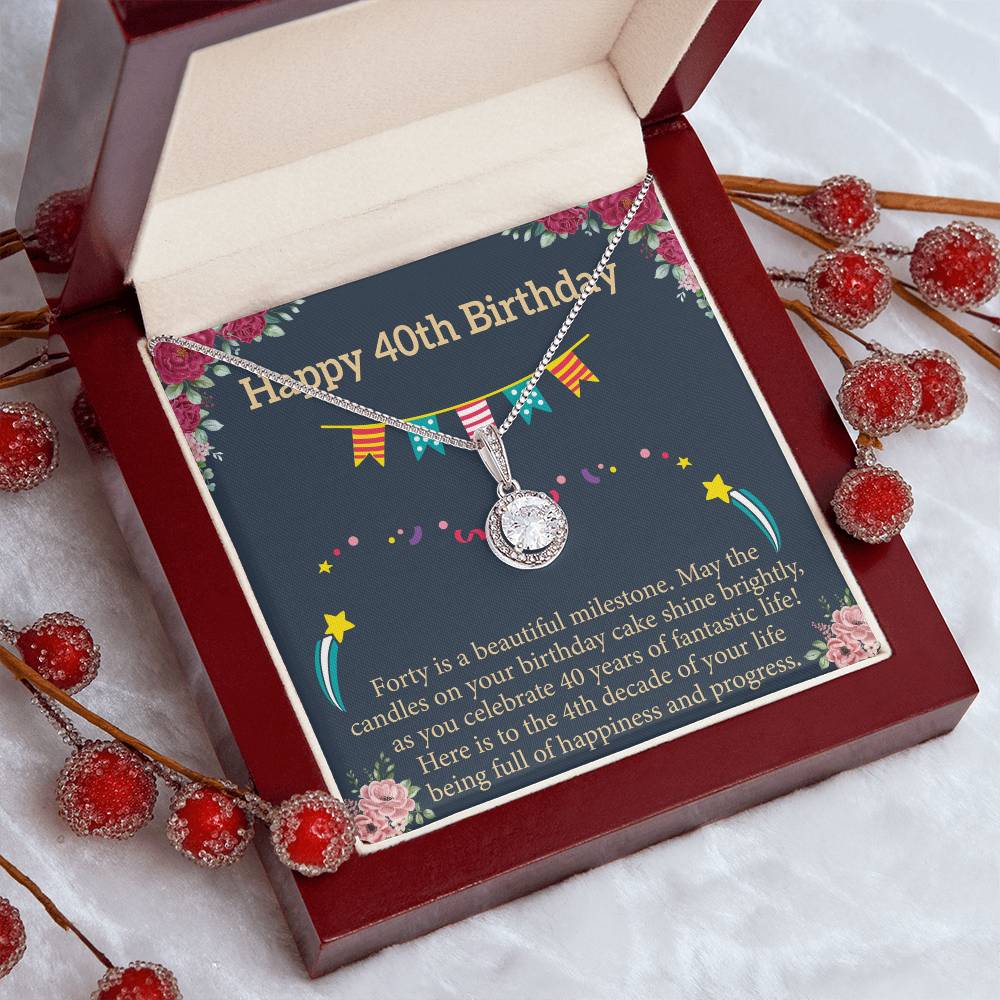 40th Birthday Message Card Necklace