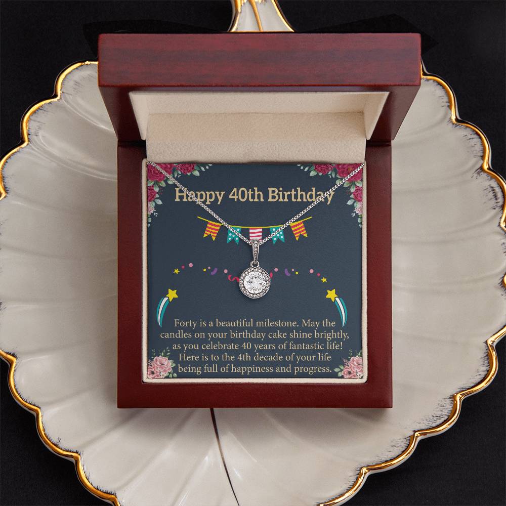 40th Birthday Message Card Necklace