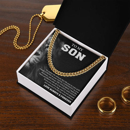 To My Son Message Card Cuban Chain