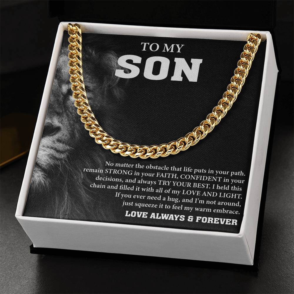 To My Son Message Card Cuban Chain